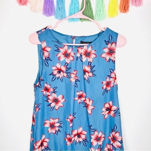 Primark Blue Floral Shift Tropical Swing Dress Size 10 - Picture 3 of 14